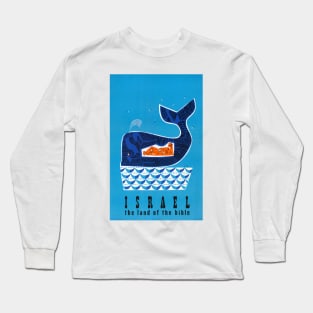 Vintage Travel Poster Israel Whale Long Sleeve T-Shirt